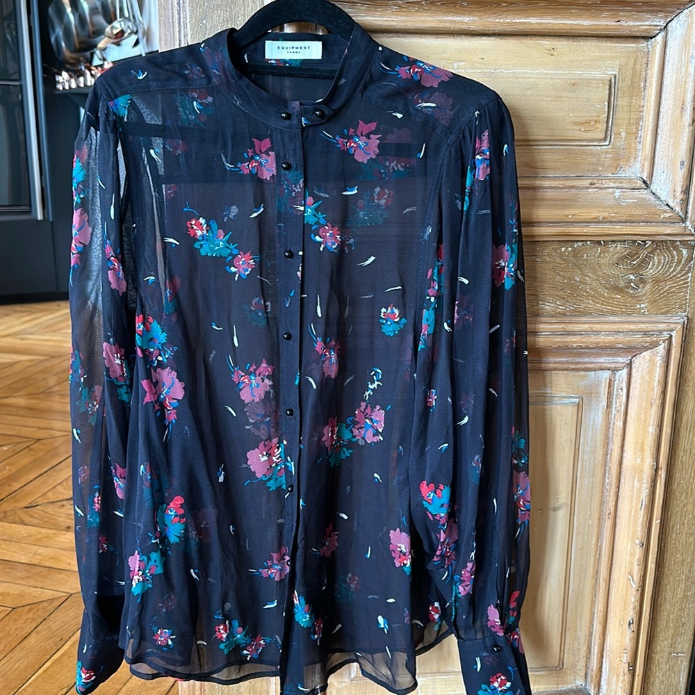 Equipment sheer printed blouse voluminous size Small
